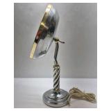Vintage Lighted Vanity Makeup Mirror Tabletop Swivel Chrome Gold Tone Spiral Stand