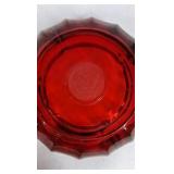 Vintage Ruby Red Glass Ashtray Eagle Motif Pressed Glass Heavy Round