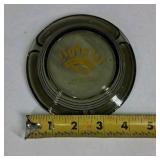 Vintage Jackpot Casino Advertising Glass Ashtray Morton MN Win Cash Green Glass