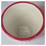 Popcorn Snack Serving Set Red White Striped Bowl Cups Salt Mug Ceramic