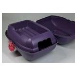 Plastic Lunch Box Case Purple Teal Pink Latch Handle Storage Carrier