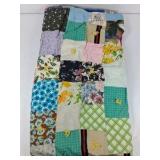 Handmade Patchwork Quilt Multicolor Square Pattern Vintage Style