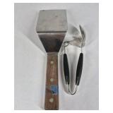 Mixed Kitchen Utensils Lot Wood Handle Forks Spatulas Peeler Serving Tools