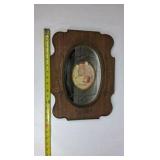 Perspective Art Mother and Baby Print Oval Frame Wood Wall Hanging Vintage