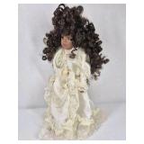 The Brass Key Porcelain Doll Victorian Dress Curly Hair Collectible w Accessories