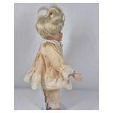 Brinn’s 1993 Porcelain Doll Blonde Hair Blue Eyes Lace Dress Collectible