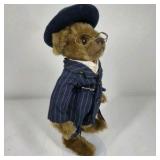 Boyds Bears Baxter Brass Button Bear Plush Pinstripe Suit 1900s Tag Glasses
