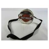 Harley Davidson Metal Lunch Box Style Container with Shoulder Strap Vintage Motorcycle Logo