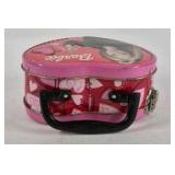 Barbie Heart Shaped Metal Lunch Box Tin with Handle Pink Valentine Theme