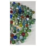 Lot of Glass Marbles Mixed Colors Swirl Cat Eye Shooter Size Assortment