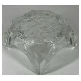 Mid Century Art Glass Bowl Clear Sculptural Folded Edge Dish