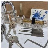 Lock Picking Practice Set Clear Padlock Training Kit Tools with Case