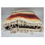 Mexican Style Serape Blanket Woven Throw Fringe Striped Textile