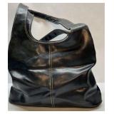 Black Shoulder Bag Faux Leather Tote Purse Double Strap Large