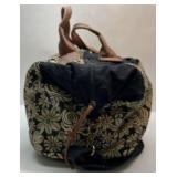Mossimo Supply Co Floral Duffel Bag Black Tan Canvas Weekender Shoulder Strap