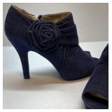 Mossimo Blue Peep Toe Heels Fabric Rosette Ankle Bootie Pumps Size 8.5