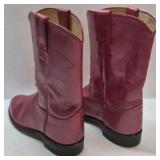 Justin Red Leather Western Cowboy Boots USA Made Pull On Size 8 C