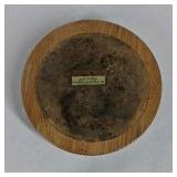 Vintage Wooden Ashtray Metal Insert Round Mid Century Tabletop Smoking Dish