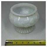 Milk Glass Pedestal Planter Bowl Grape Pattern White Decorative Pot