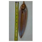 Vintage Ceramic Incense Burner Leaf Tray Turtle Accent Brown Glaze