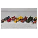 Mixed die cast cars including race cars, police vehicles, trucks, and dragsters. Various colors, styles, and themes with Hot Wheels and Matchbox type models.