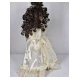 The Brass Key Porcelain Doll Victorian Dress Curly Hair Collectible w Accessories
