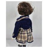 Vintage Clown Doll Curly Blonde Hair Porcelain Face Colorful Costume Collectible