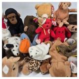 Ty Beanie Babies Plush Lot Mixed Animals with Ty Carry Case Official Club