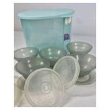 Tupperware Servalier Bowls Set with Lids Harvest Gold and Large Storage Container