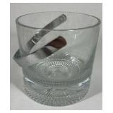 Modern Clear Glass Ice Bucket Style Bowl Thick Base Serving Dish