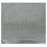 Green Glass Decorative Plate Expect Excellence Nothing Less Embossed Dish