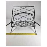 Vintage Black Metal Wire Magazine Rack Mid Century Modern Holder
