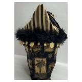 Vintage Style Fabric Shoulder Bag Camel Palm Tree Print Fringe Trim Purse
