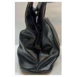 Black Shoulder Bag Faux Leather Tote Purse Double Strap Large