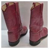 Justin Red Leather Western Cowboy Boots USA Made Pull On Size 8 C