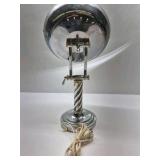 Vintage Lighted Vanity Makeup Mirror Tabletop Swivel Chrome Gold Tone Spiral Stand
