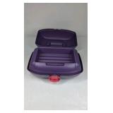 Plastic Lunch Box Case Purple Teal Pink Latch Handle Storage Carrier