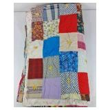 Handmade Patchwork Quilt Multicolor Square Pattern Vintage Style
