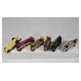 Mixed die cast cars including race cars, police vehicles, trucks, and dragsters. Various colors, styles, and themes with Hot Wheels and Matchbox type models.