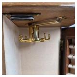 Wood Jewelry Armoire Cabinet Mirror Top Drawers Floral Glass Door Necklace Storage