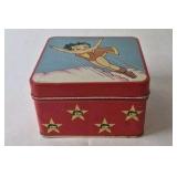 Betty Boop Metal Tin Box Red Star Design Hinged Lid Vintage Style