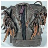 Leather Fringe Crossbody Bag Small Pouch Western Style Shoulder Strap