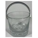 Modern Clear Glass Ice Bucket Style Bowl Thick Base Serving Dish