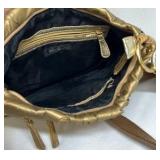 Nine West Gold Metallic Crossbody Bag Multi Pocket Shoulder Purse