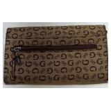 Guess Monogram Wallet Brown Logo Pattern Clutch Organizer Zip Around