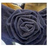 Mossimo Blue Peep Toe Heels Fabric Rosette Ankle Bootie Pumps Size 8.5