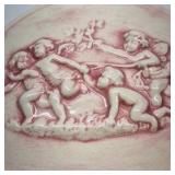 Vintage Relief Cherub Trinket Box Pink White Ceramic Decorative Lidded Dish
