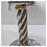 Vintage Lighted Vanity Makeup Mirror Tabletop Swivel Chrome Gold Tone Spiral Stand