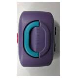 Plastic Lunch Box Case Purple Teal Pink Latch Handle Storage Carrier