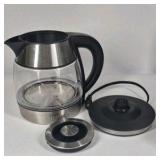 Chefman Electric Glass Kettle Stainless Steel Cordless Base 1.7L